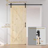 SMARTSTANDARD 42in x 96in Sliding Barn Door with 7ft Barn Door Hardware Kit Included, Unfinished Solid Spruce Wood Door, Assembly Required, DIY, Stainable, Natural SMARTSTANDARD