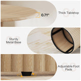 Tribesigns 47" Round Conference Table for 4, Farmhouse Wooden Meeting Room Table with Sturdy Fluted Metal Base, Modern Office Training Desk for Office, Conference Room Tribesigns