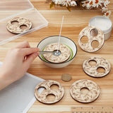 BENECREAT 6 Pcs 3 Styles Wooden Wick Centering Tool, 2.95 Inch Engraved Patterned Wick Holder, 1-Hole 2-Hole 3-Hole Candle Wick Stabilizer for Candle Making DIY BENECREAT