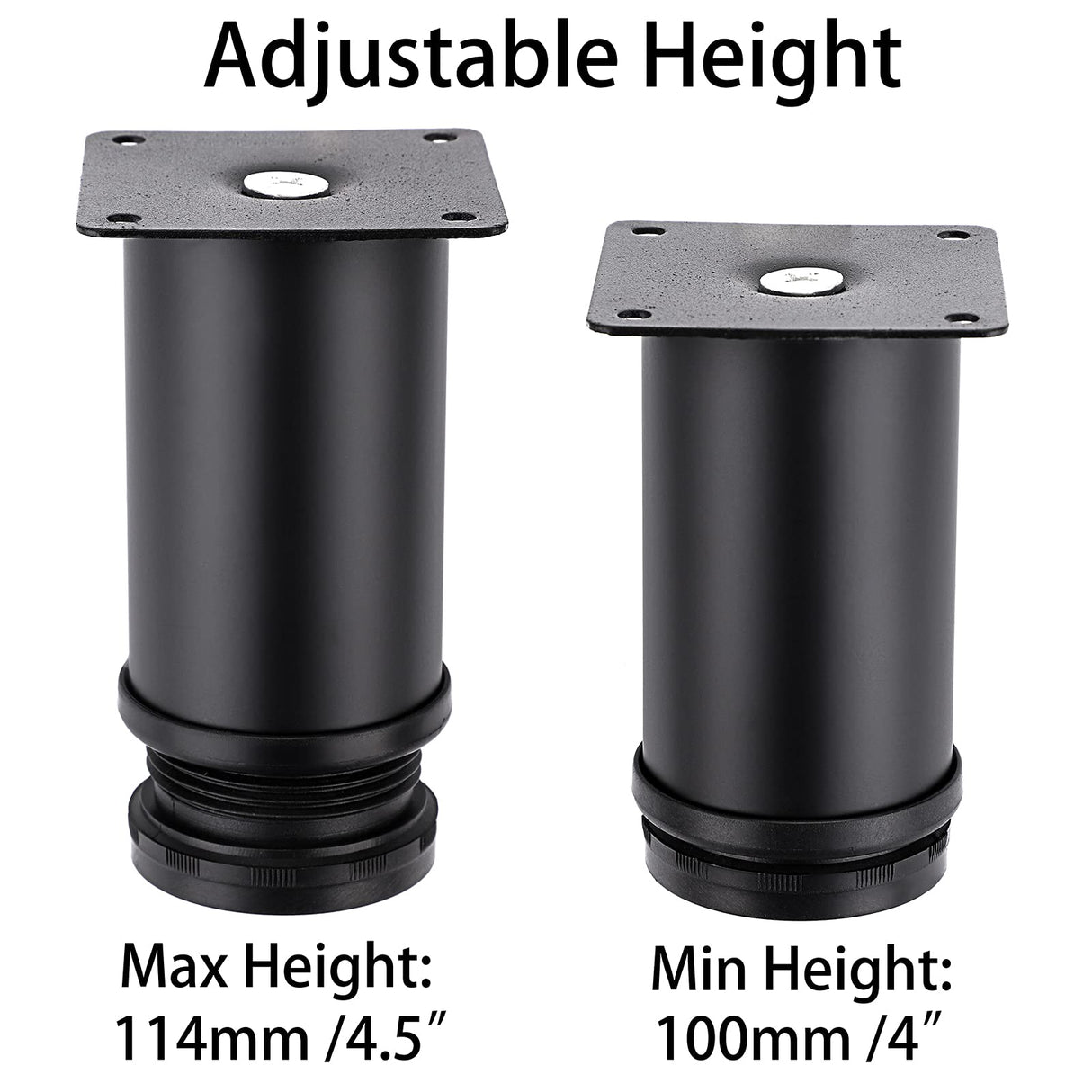 OwnMy 4PCS 4 Inch Stainless Steel Furniture Legs Feets Metal Cabinet Legs, Adjustable Round Metal Furniture Replacement Legs Corner Feets Heavy Duty Table Leg Extenders for Sofa Couch Chair OwnMy