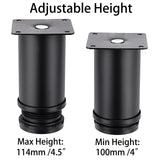 OwnMy 4PCS 4 Inch Stainless Steel Furniture Legs Feets Metal Cabinet Legs, Adjustable Round Metal Furniture Replacement Legs Corner Feets Heavy Duty Table Leg Extenders for Sofa Couch Chair OwnMy