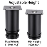 OwnMy 4PCS 4 Inch Stainless Steel Furniture Legs Feets Metal Cabinet Legs, Adjustable Round Metal Furniture Replacement Legs Corner Feets Heavy Duty Table Leg Extenders for Sofa Couch Chair OwnMy