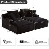 Tmsan 78.8" Oversized Double Chaise Lounge Sofa Indoor, Corduroy Boneless Couch Bed Comfy Foam Compressed Cloud Loveseat Sleeper Chair for Living Room Apartment Office Tmsan