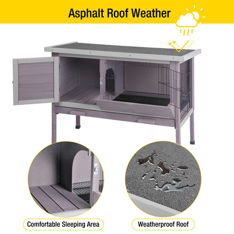 Aivituvin Outdoor Rabbit Hutch, Wooden Bunny Cages Indoor with Deeper Leakproof Tray - Upgrade with Metal Wire Pan Aivituvin