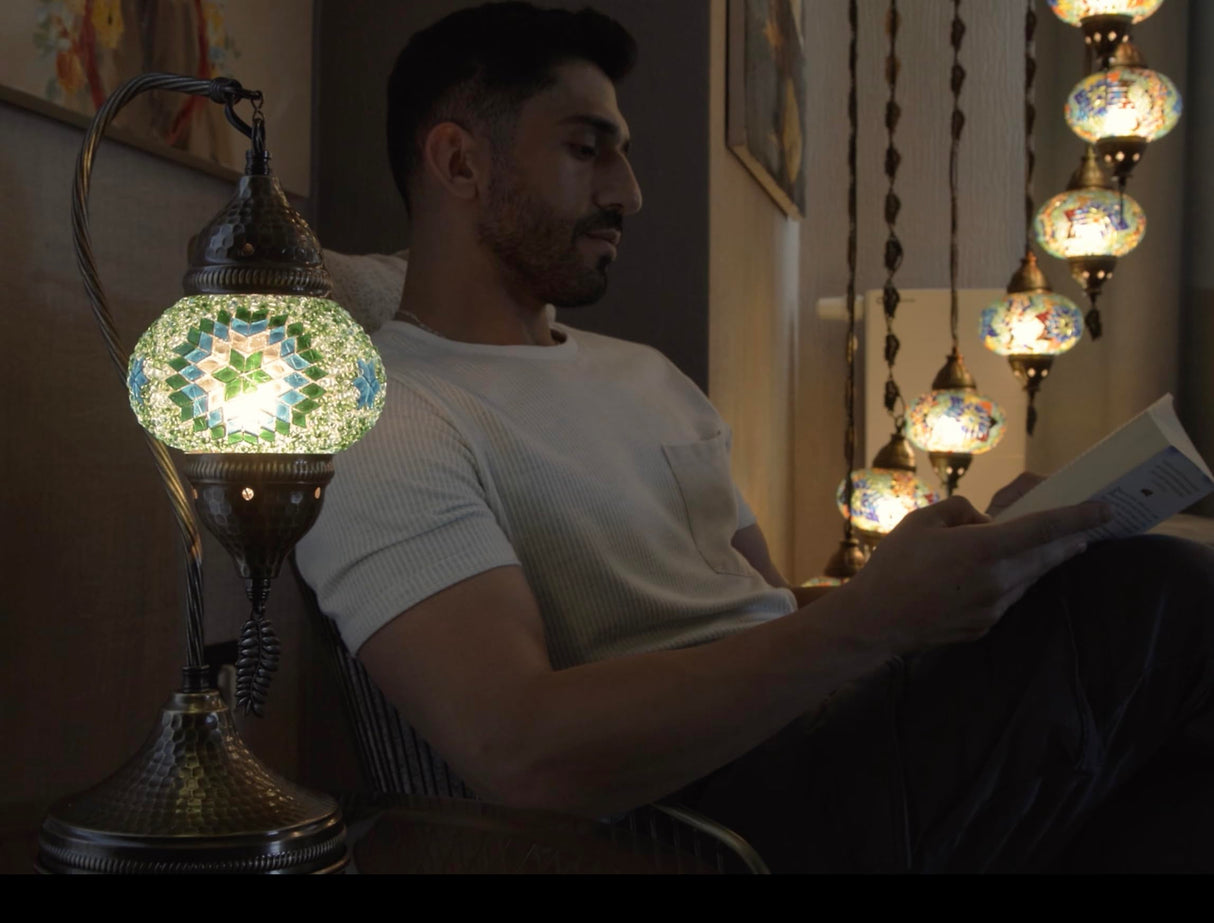 DEMMEX DIY Turkish Mosaic Lamp Making Kit – No Grout Needed – Fun, Easy, No Experience Required – Complete Mosaic Art & Craft Project Kit for Adults & Teens – Make Your Own Table Lamp (Turquoise) DEMMEX