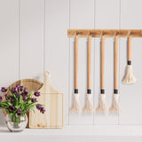 SafBbcue 18" Grill Basting Mops With 4 Replacement Heads and 4 Wooden Long Handle for BBQ Grilling Smoking Steak Ribs, Chicken, Brisket, Spreading Marinade/Oil, for Cooking or Cleaning - Pack of 4 SafBbcue