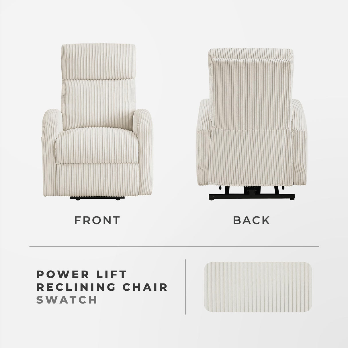 Lexicon Power Lift Recliner Chair for Elderly with Remote Control, Gentle Lift Motion, Side Pocket Armrest, Corduroy Upholstered Electric Recliner for Living Room/Bedroom, Easy Assembly, Beige Lexicon