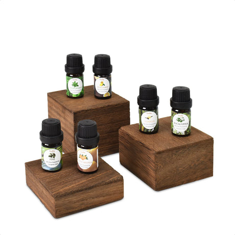 MOOCA Customizable Wooden Display Risers Set - 3 Different Height Stands for Jewelry, Watches, Cosmetics, and Accessory, Brown Color MOOCA