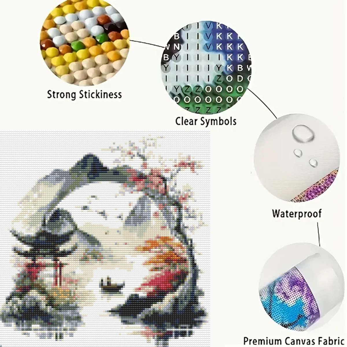 GEMFAMILY Diamond Painting Kits for Adults Beginner,5D Diamond Art Kits for Courtyard Under The Cherry Blossom, DIY Full Drill Landscape Diamond Dot Gem Art Kits for Home Decor 13.8 x 13.8 Inch GEMFAMILY