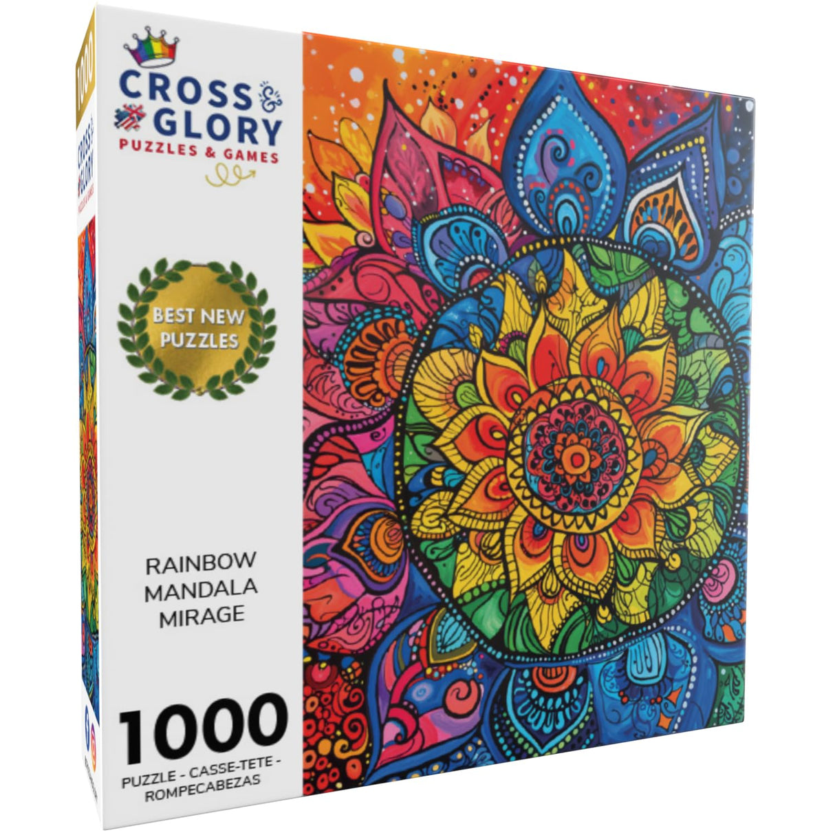 Cross & Glory - Rainbow Mandala Mirage - 1000 Piece Jigsaw Puzzle for Adults | Mesmerizing Colorful Design | Premium Quality | 20x27 Inches | Perfect for Family Fun Cross & Glory