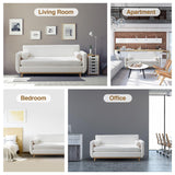 Vabches Loveseat Sofa, White Sherpa Couch with LED Lights and USB Ports Modern Fluffy Love Seat Couches 2 Seater Comfy Washable Covers Sofa Furniture for Bedroom Living Room Small Space Office, 63" L Vabches