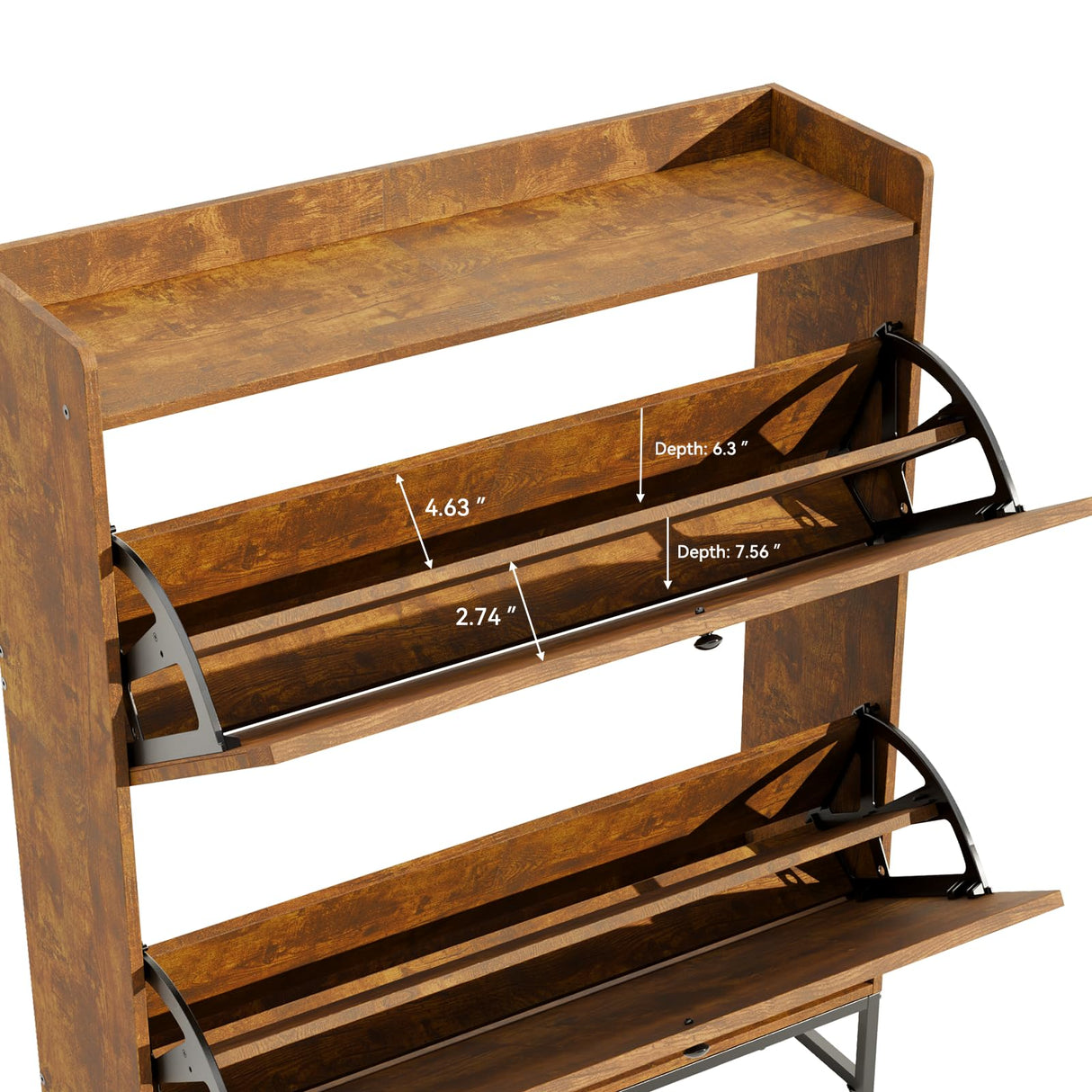 susici Shoe Storage Cabinet with 2 Flip Drawers for Entryway, Slim Freestanding Shoe Cabinet Organizer, Narrow Shoe Rack Cabinet with Metal Legs, Farmhouse Hidden Shoe Cabinet for Entrance Hallway susici