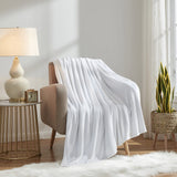 KMUSET Fleece Blanket Throw Size White Lightweight Super Soft Cozy Luxury Bed Blanket Microfiber KMUSET