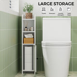 Homhedy Small Bathroom Storage Corner Floor Cabinet with Door and Shelves, Beside The Toilet Cabinet for Skinny, Narrow Toilet Paper Cabinet, Adjustable Shelf, White Homhedy