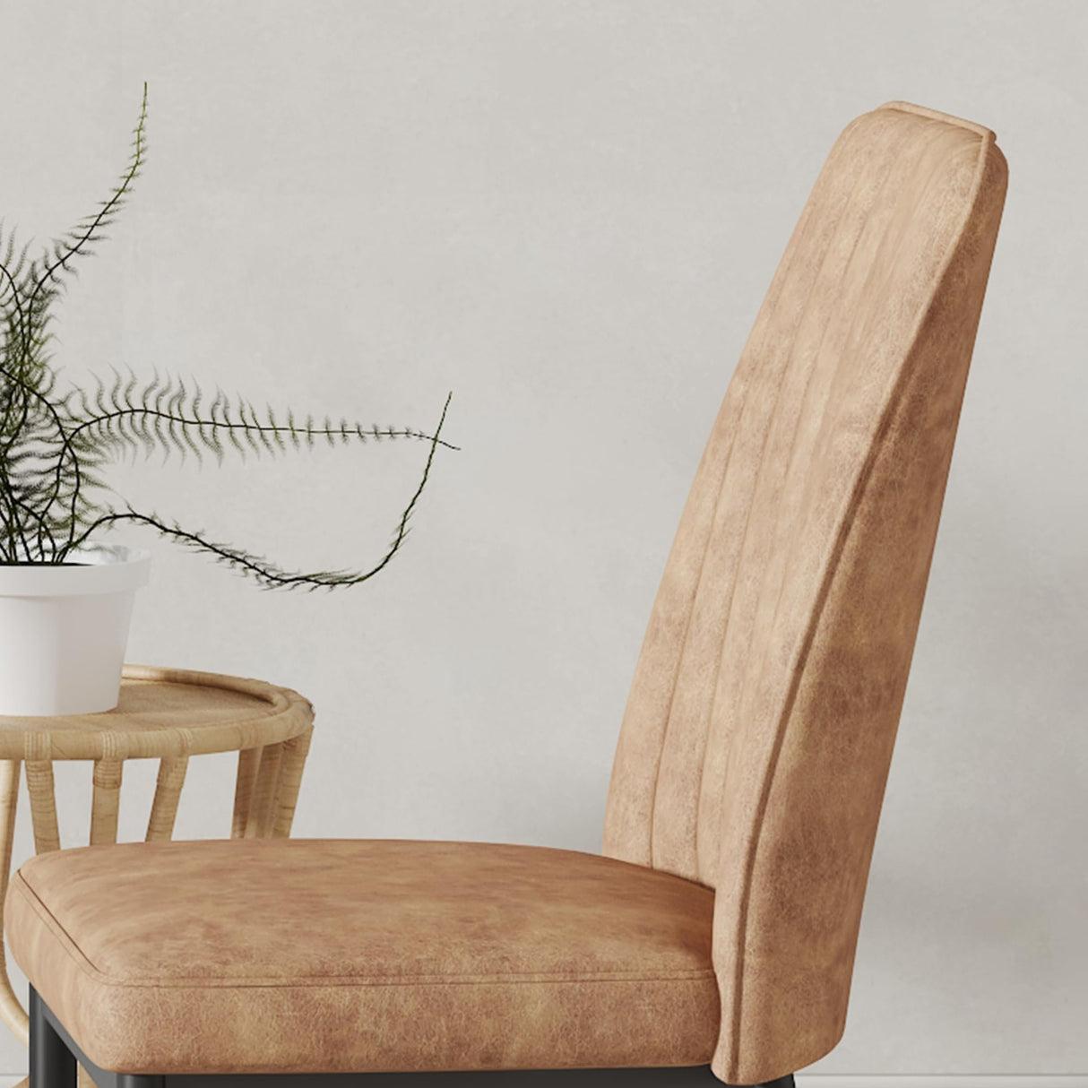 RDUEEI Brown Dining Chairs Set of 6, Comfortable Dining Room Chair, Metal Kitchen Chairs with Leathaire Fabric and High Back, Sillas para Comedor Set de 6 for Living Room (BR-6) RDUEEI