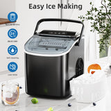 Antarctic Star Ice Maker Countertop, Portable Ice Machine with Carry Handle, 26Lbs Per Day, 9 Cubes Ready in 6 Mins, Self-Cleaning Ice Makers with Ice Scoop and Basket for Kitchen/Office/Party (Black) Antarctic Star