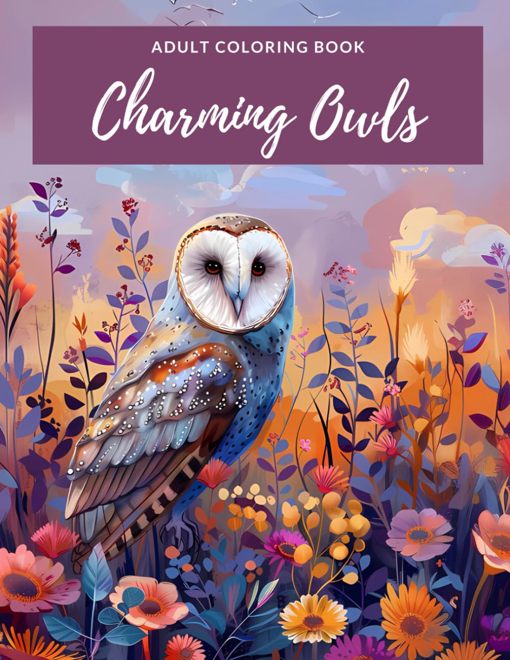 Charming Owls Adult Coloring Book: 50 Designs for Mindfulness, Calmness, and Anxiety Relief (Birds Coloring Books) Majosta