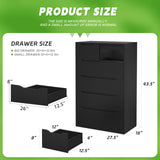 Greenvelly Black Dresser,Tall 6-Drawer Dresser for Bedroom, Wood Dresser with 6 Large Drawers, Wooden Dressers & Chests of Drawers, Black dresser with Smooth Metal Rail for Nursery, Women, Family Greenvelly