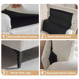 VINGLI 129'' Reversible Sectional Couches for Living Room,L-Shaped Couch Sofa Set with Chaise,Comfy Cloud Couches in Lattice Decored Seat Cushion with Double Pads, Creamy-White VINGLI