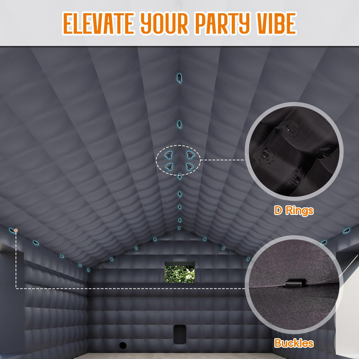 SPECRAFT 39x20x14 FT Large Inflatable Nightclub with Additional Gazebo, 2 Sides Escape Doors Inflatable Tent for Parties, Party Tent for Birthday Party/Outdoor Events SPECRAFT