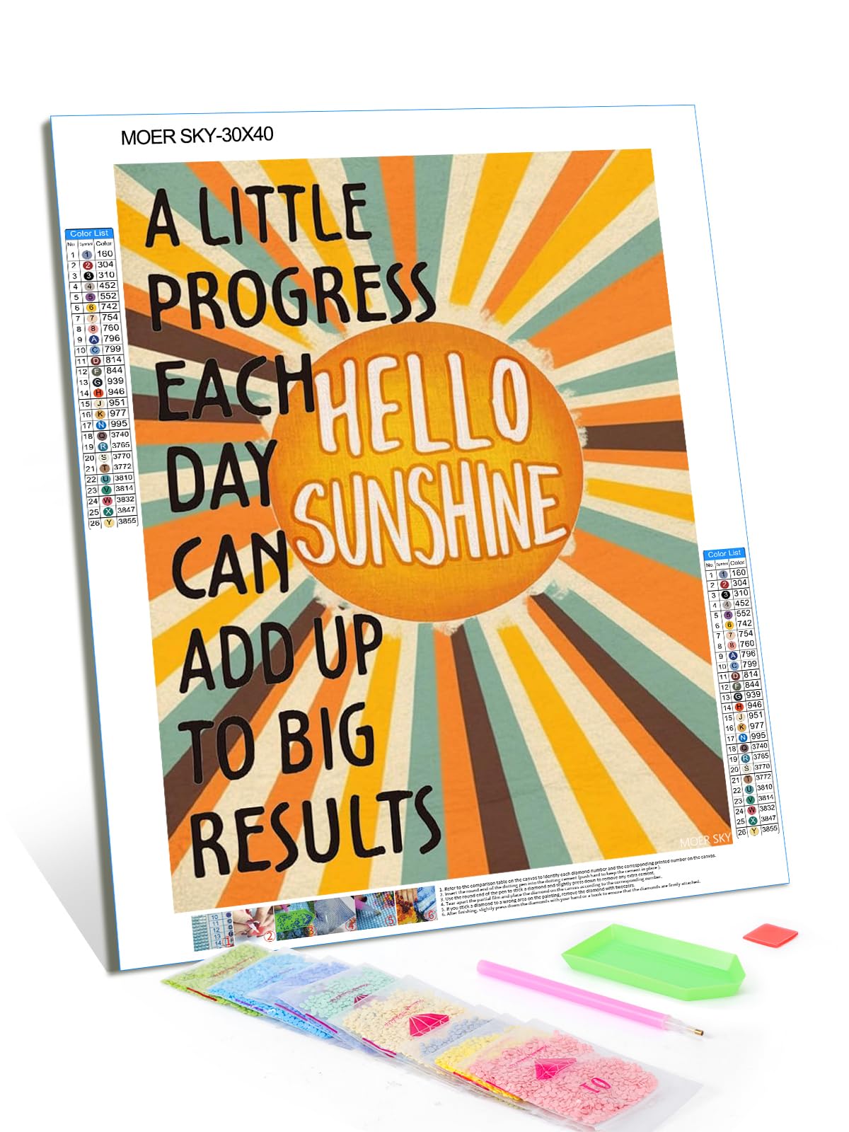 MOER SKY Diamond Art Painting Kits for Adults, Positive Affirmations Inspirational Add Up to Big Results, Motivational Quote 5D DIY Round Drill Paint with Diamond Dots, Home Wall Decor 12x16 Inch MOER SKY