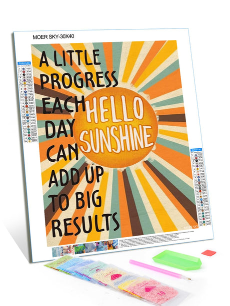 MOER SKY Diamond Art Painting Kits for Adults, Positive Affirmations Inspirational Add Up to Big Results, Motivational Quote 5D DIY Round Drill Paint with Diamond Dots, Home Wall Decor 12x16 Inch MOER SKY