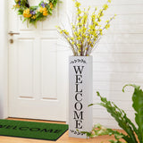 Glitzhome 30"H Wooden WELCOME Porch Sign, Double Sided Natural Welcome Rustic Porch Sign for Front Porch Decor Solid White glitzhome