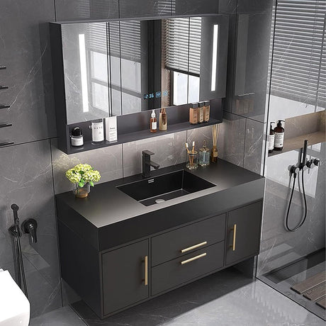 TIZAZO 60IN Bathroom Vanity with Single Sink -Smart Demisting Mirror Cabinet & LED Lighting | Modern Wall Mounted Bathroom Vanity TIZAZO