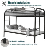 Flolinda Metal Bunk Bed Twin Over Twin, Heavy Duty Bunk Beds with 2 Ladders and 11.8" Full-Length Guardrail, Space-Saving Bunk Bed with Storage, No Box Spring Needed, Easy Assemble, Black Flolinda
