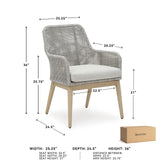 Signature Design by Ashley Seton Creek Cottage Weather Resistant Outdoor Dining Arm Chair with Cushion, Set of 2, Light Brown & Light Gray Signature Design by Ashley