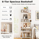 Tangkula 6-Tier S Shaped Bookcase, 64" Tall Modern Geometric Bookshelf with Anti-Tipping Kit, Home Office Freestanding Decorative Storage Display Shelf Room Divider for Living Room Study (1, White) Tangkula