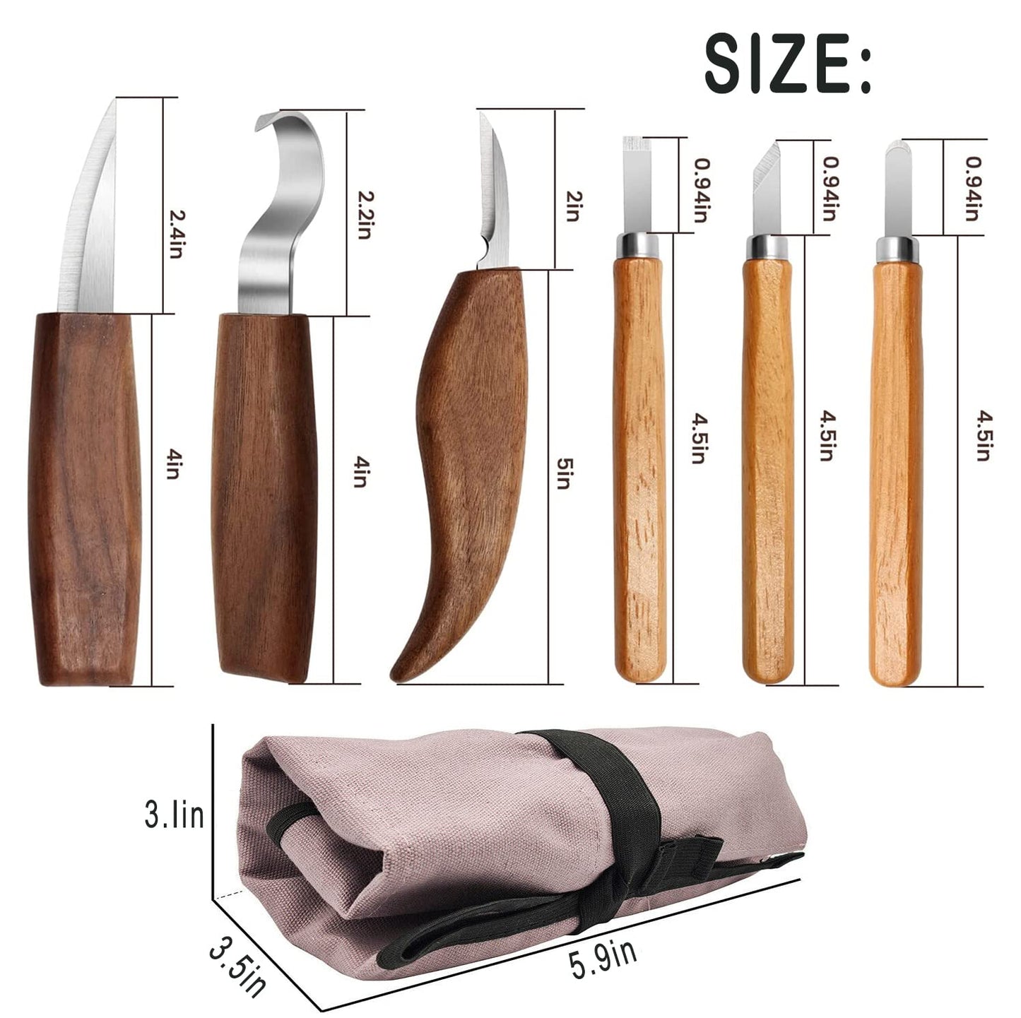 10Pcs Wood Carving Knife Set Beginner Kit, Convenient Tools Set Cut Resistant Gloves Spoon Carving Hook Knife, Wood Carving Whittling Knife, Chip Carving Detail Knife Sandpaper for Woodworkin - WoodArtSupply