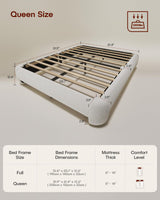 ZENBEDING Cloud Platform Bed Frame Queen Size, Soft Boucle Bed Frame with Round Corner, Upholstered Queen Bedframe with Heavy Duty Wood Slat, No Box Spring Needed, Easy Assembly, White ZENBEDING