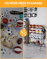 EXTCCT Basketball Rack, Outdoor Rolling Basketball Shooting Training Stand,Sports Equipment Storage with Wheels, Garage Four-Layer Ball Holder with Two Basket for Basketballs Footballs Volleyball EXTCCT