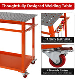 Welding Table Welding Cart 32''×24'',1200lbs Load Capacity Industrial Workbench with 5/8'' Holes Fixture Table with Wheels SGOLAN