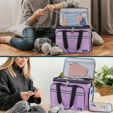 PAVILIA Knitting Bag Yarn Storage Tote, Large Crochet Organizer Bag, Yarn Storage Holder for Crocheting Knitter, Knitting Project Bag, Crochet Accessories Set, Gifts For Crochet Lovers, Heather Purple PAVILIA