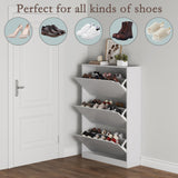 BORNOON Shoe Cabinet with 3 Flip Drawers, Hidden Wood Shoe Cabinet,Freestanding Shoe Storage Cabinet for Entryway Hallway.White. 47.2" H*31.5" W*9.25" D. BORNOON