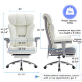 Efomao Big and Tall Office Chair 450lbs, Ergonomic Office Chair, Executive Office Chair for Heavy People, Computer Chair with Foot Rest, High Back Office Chair, PU Leather White Office Chair Efomao