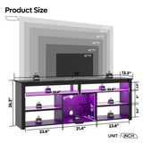 Bestier 70 Inch TV Stand, Tall LED Entertainment Center for 70/75/80 inch TV, Gaming TV Cabinet with Storage for PS5, Modern TV Console for Living Room Bedroom, Black Marble Bestier