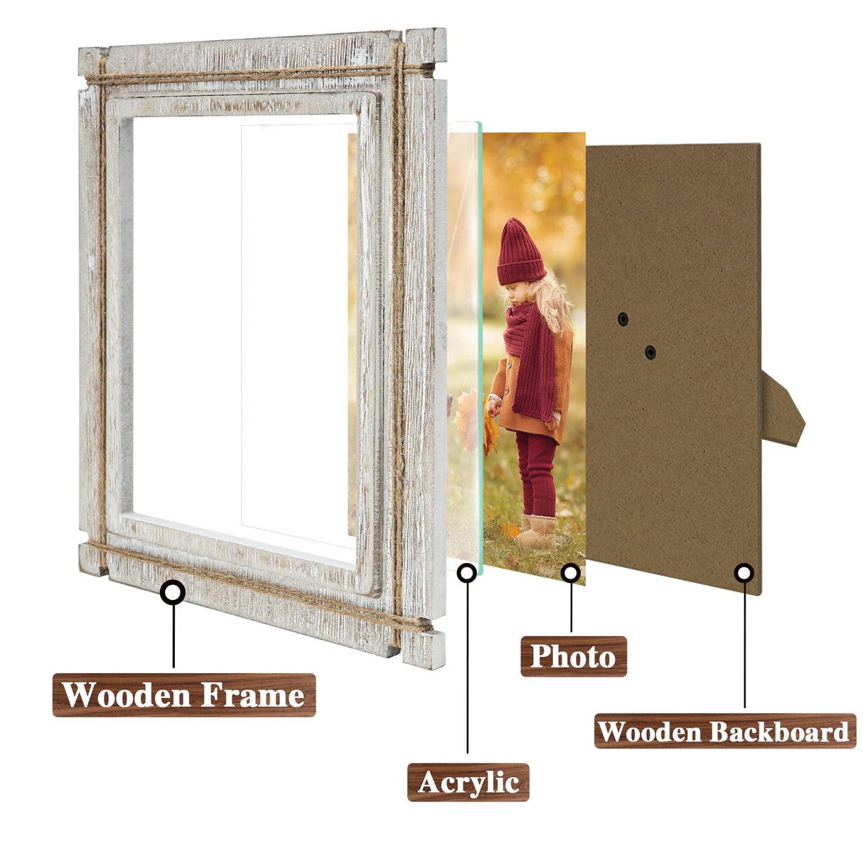 Hiwhy Rustic Picture Frames White 5x7 Photo Frame Wood Picture Frame for Wall Mount and Tabletop Display Farmhouse Decor Hiwhy