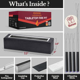 Houswise Tabletop Fire Pit - Concrete Outdoor & Indoor Fire Pit Tabletop, Smores Maker Kit, Table Top Firepit, Small Portable Mini Indoor Fireplace Houswise