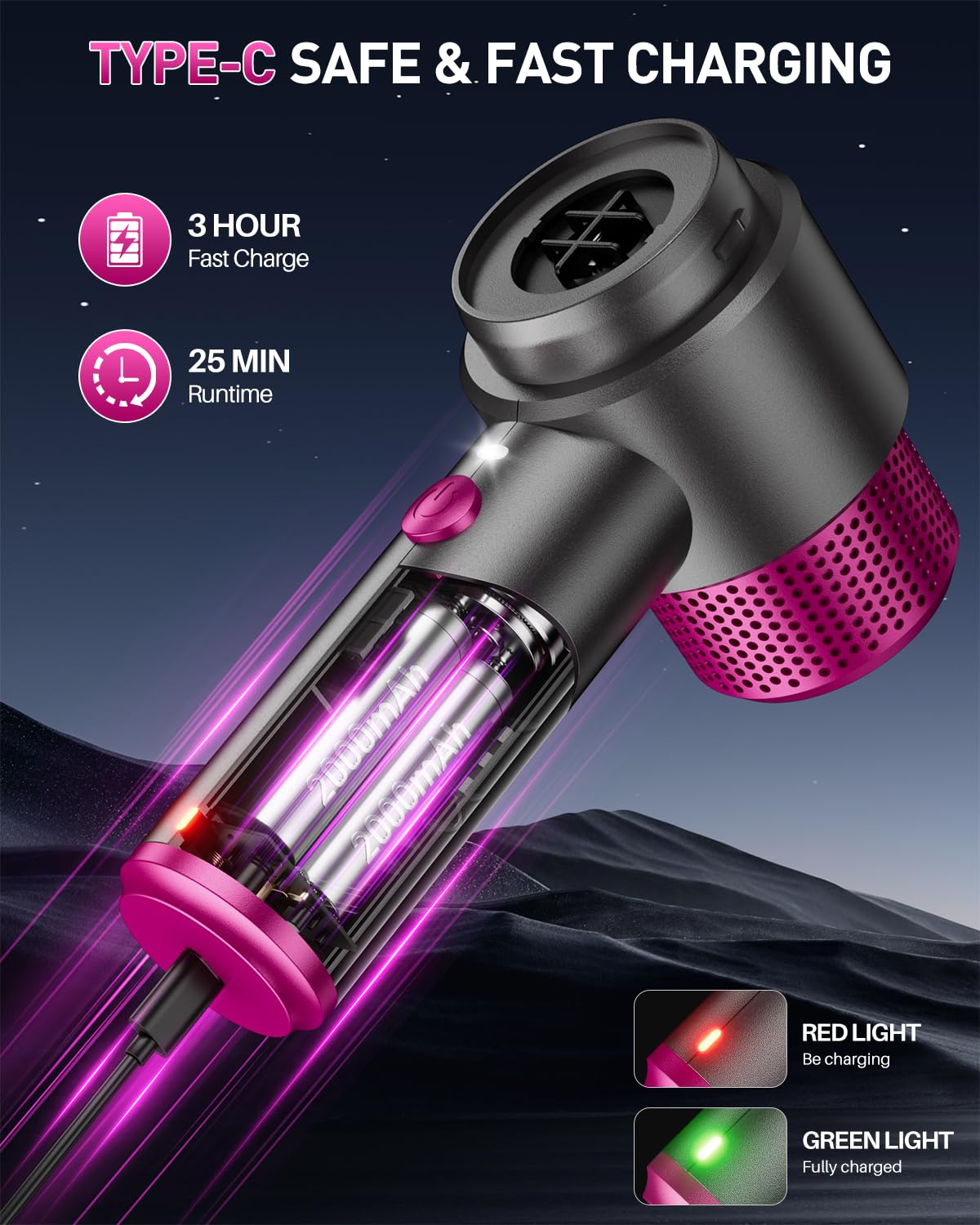 EYYA Handheld Car Vacuum Cleaner Cordless, 15000PA High Power Car Vacuum Cleaner & Air Duster, 4-in-1 Portable Mini Car Vacuum Cleaner with LED Light, Hand Held Vacuum Cleaner for Car Home Office EYYA