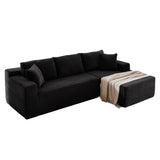 104 Inch Cloud Sectional Couch with L-Shape Chaise,Modern Upholstered Couches with Deep Seat,Corduroy Sponge Compressed Sofa for Living Room, Bedroom,No Assembly Required(Black) ZKJOLMN