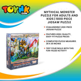 Dungeon Denizens Mythical Monster Puzzle for Adults and Kids | 1000 Piece Jigsaw Puzzle Toy | Fun Quarantine Gifts | Interactive Brain Teaser for Game Night | 28 x 20 Inches Toynk