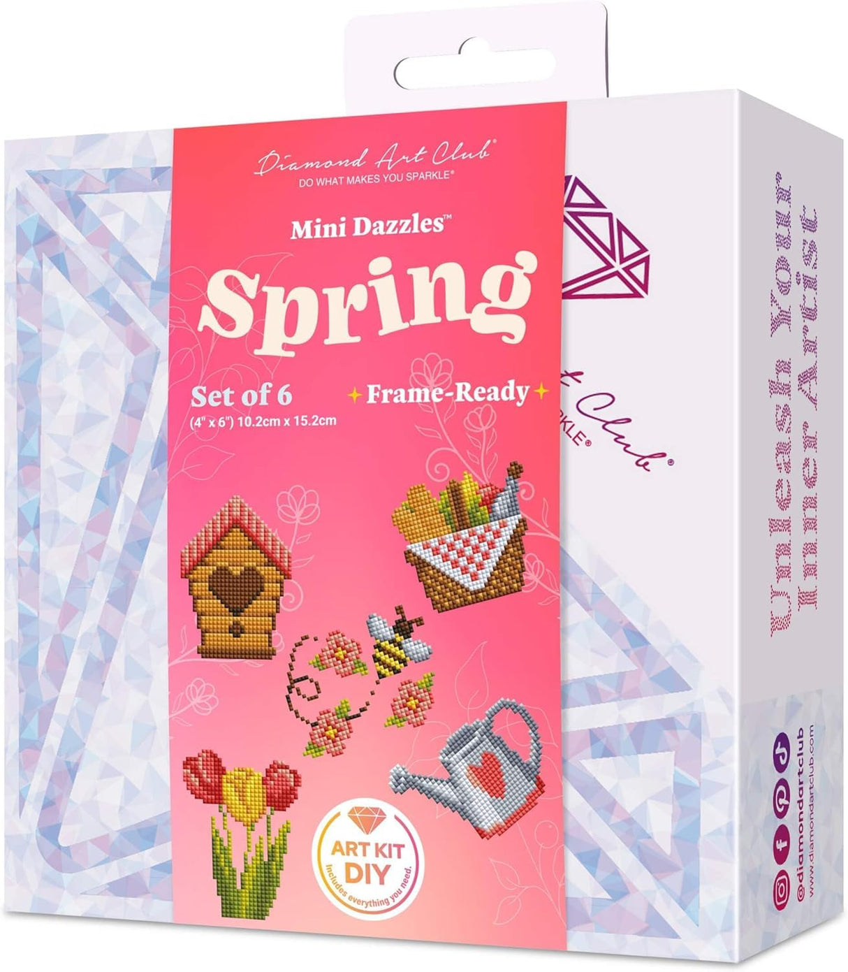 DIAMOND ART CLUB Spring Mini Dazzles, Fun DIY Diamond Painting Kit for Adults, Diamond Art Canvas for Beginners, 4"" x 6"" (Pack of 6), DAC-MD-012 DIAMOND ART CLUB