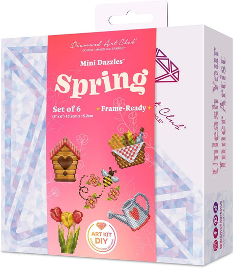 DIAMOND ART CLUB Spring Mini Dazzles, Fun DIY Diamond Painting Kit for Adults, Diamond Art Canvas for Beginners, 4"" x 6"" (Pack of 6), DAC-MD-012 DIAMOND ART CLUB