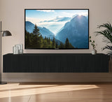 ZYBT Floating TV Stand, Modern Wall Mount Entertainment Center TV Shelf, 70.7" Media Console Under TV Storage Cabinet with Fluted Doors, TV Consoles for Living Room, Floating Cabinet for Wall (Black) ZYBT