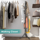 Vriccc Black Coat Rack Freestanding, Bamboo Cactus Coat Tree, Adjustable Height Wooden Coat Stand with 6 Hooks, kids coat rack, Used In The Bedroom Living Room, Office To Hang Clothes, Hats, Bags Vriccc