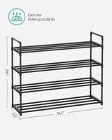 SONGMICS Shoe Rack, 4 Tier Shoe Organizer, Metal Shoe Storage Shelf for 20 Pairs of Shoes, Easy to Assemble, Entryway, Black ULSA14BK SONGMICS
