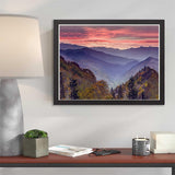 Smoky Mountains DIY 5D Diamond Painting by Number Kit, Smoky Mountains National Park Tennessee Crystal Rhinestone Paintings Cross Stitch Home Wall Decor 12x16 Inch JXAVAXDE